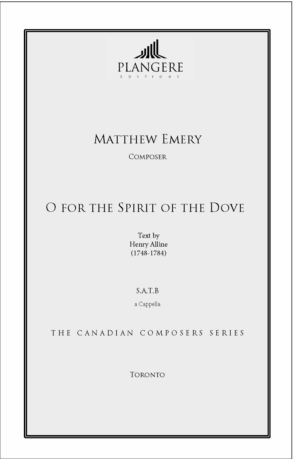 O For the Spirit of the Dove (SATB)